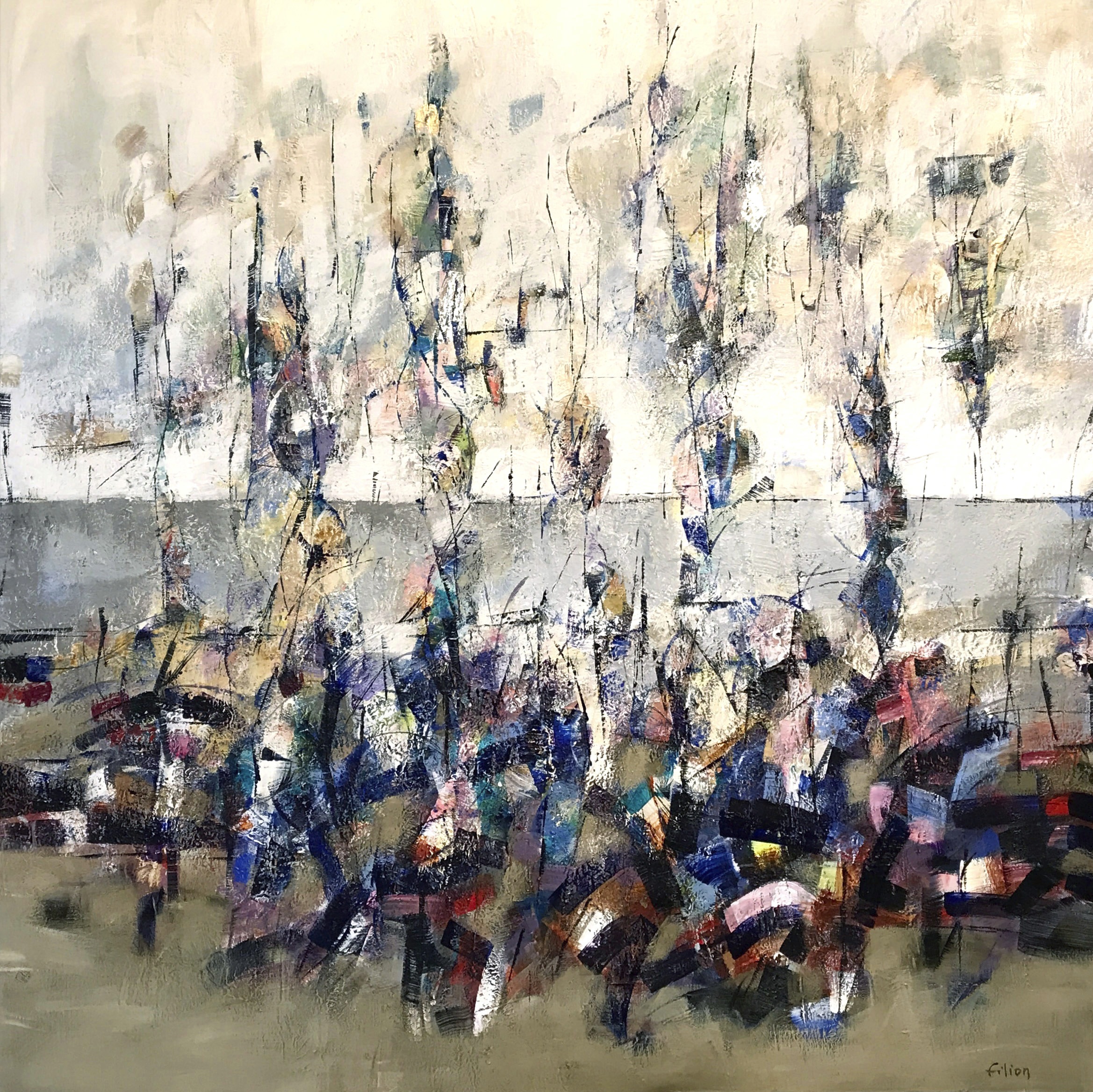 Envol éphémère | 48" x 48" | Technique mixte sur toile | Galerie Richelieu